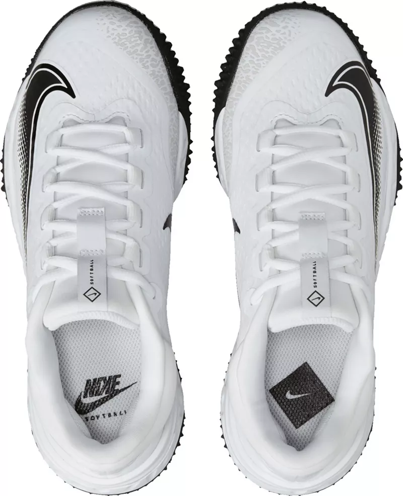 Женские кроссовки для софтбола для газона Nike Alpha Huarache Elite 4, белый/черный — фото 4