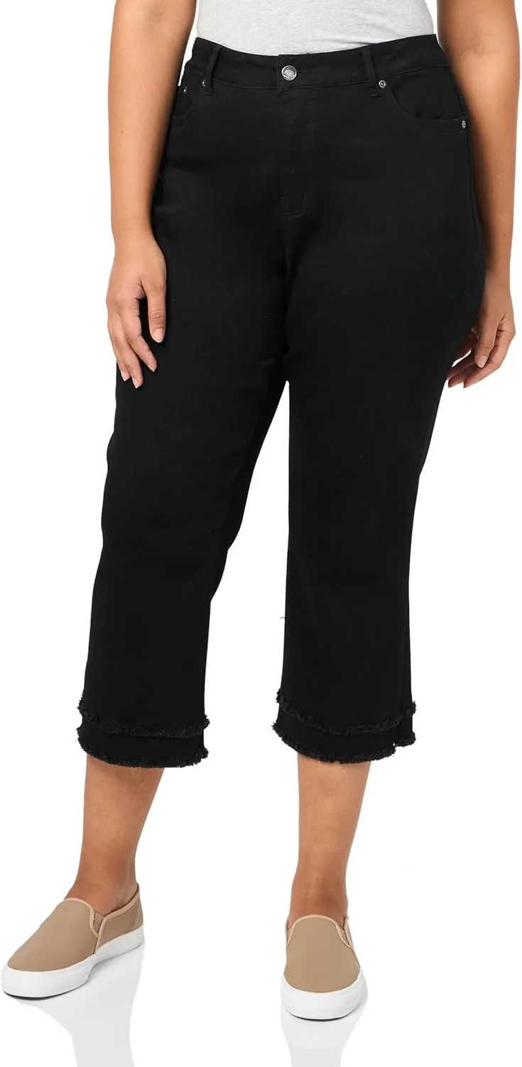 

SLIM-SATION женские укороченные брюки-клеш с пятью карманами, молнией спереди и двойной бахромой по низу