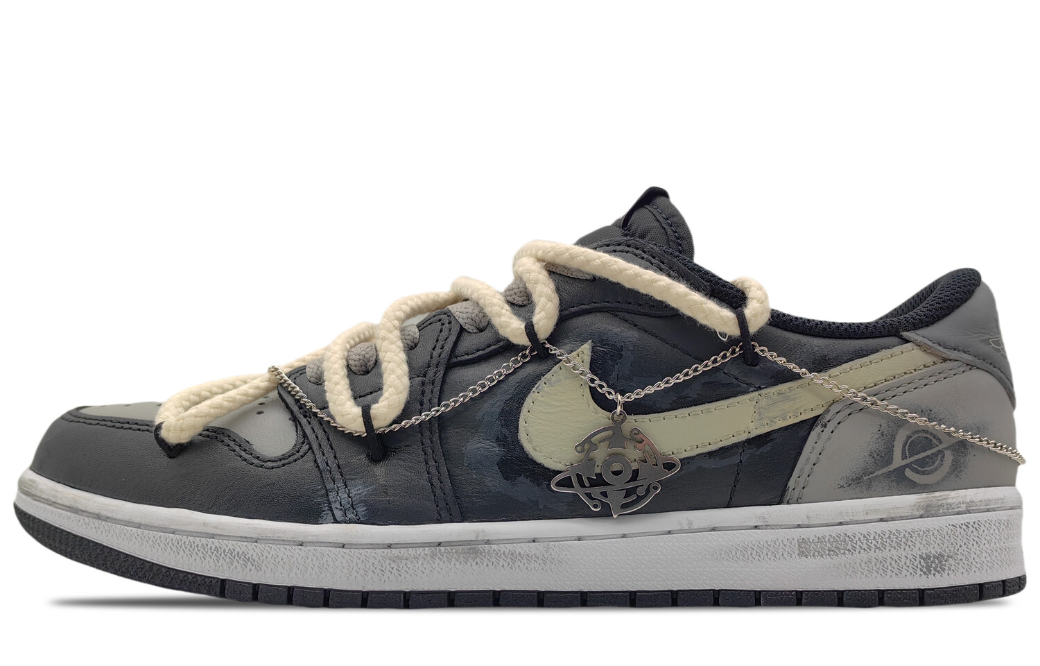 

Кроссовки Air Jordan 1 Vintage Basketball Shoes Unisex Low-top Gray, черный