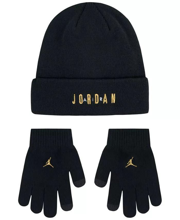 

Комплект из 2 предметов: шапка и перчатки для больших детей Jordan, черный