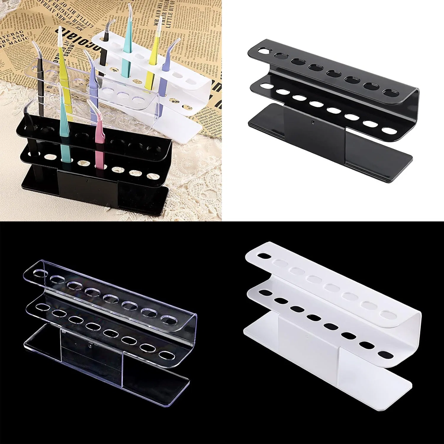 Подставка для пинцетов 8 отверстий прозрачная Haagt — фото 2