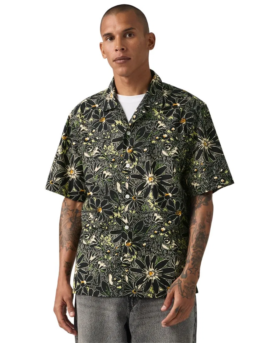 Премиальная мужская рубашка с коротким рукавом и воротником-стойкой Levi's, Floral Black