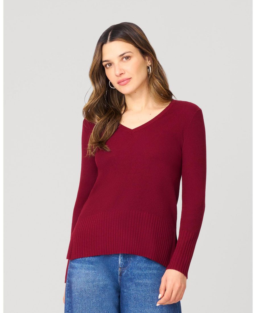 

Женская туника с V-образным вырезом в рубчик Cable & Gauge, Cabernet, Красный, Женская туника с V-образным вырезом в рубчик Cable & Gauge, Cabernet