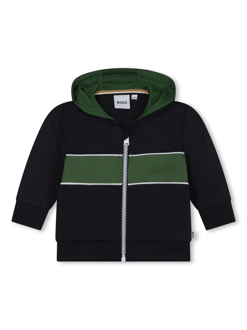 

Полосатое худи на молнии BOSS Kidswear, синий