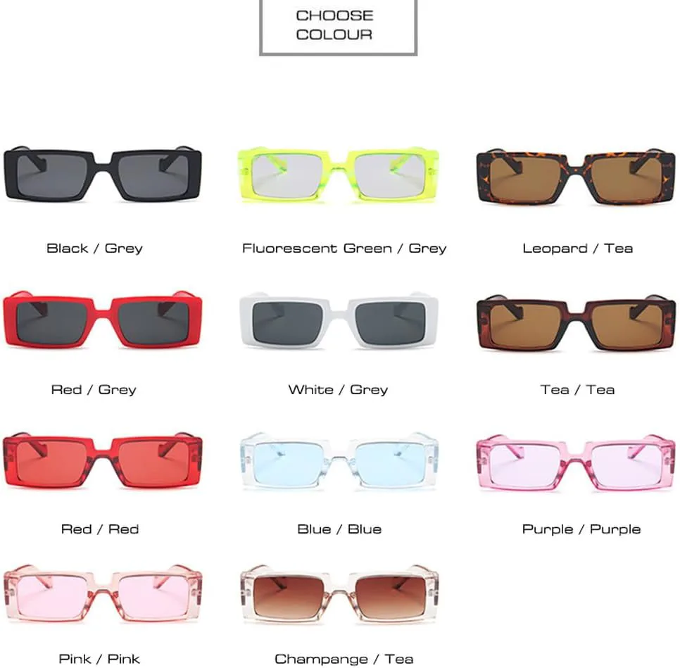 

Летние ретро-солнцезащитные очки прямоугольной формы для женщин, модные флуоресцентные зеленые очки для мужчин, защита от ультрафиолета UV400 HVTVTLA, Black Grey