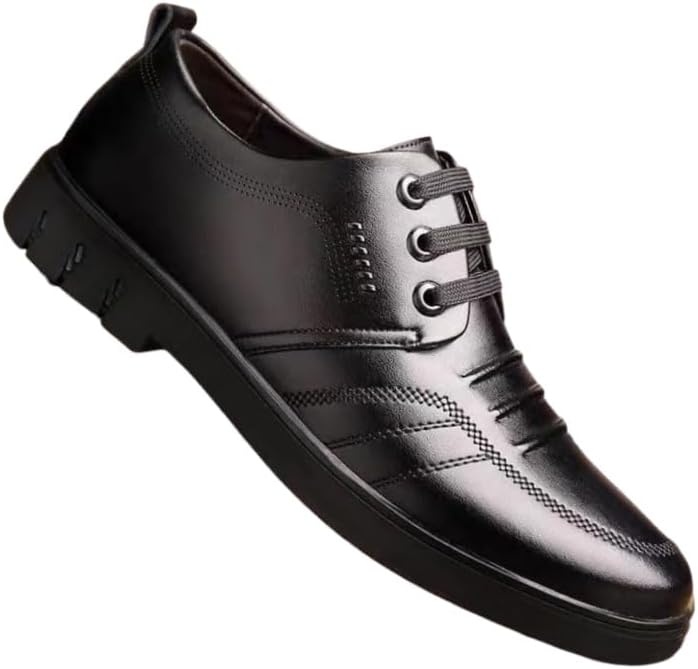 

Мужские кожаные туфли на плоской подошве- подходят как для деловых мероприятий, так и для отдыха, обеспечивая комфортную носку Fusecottc, черный