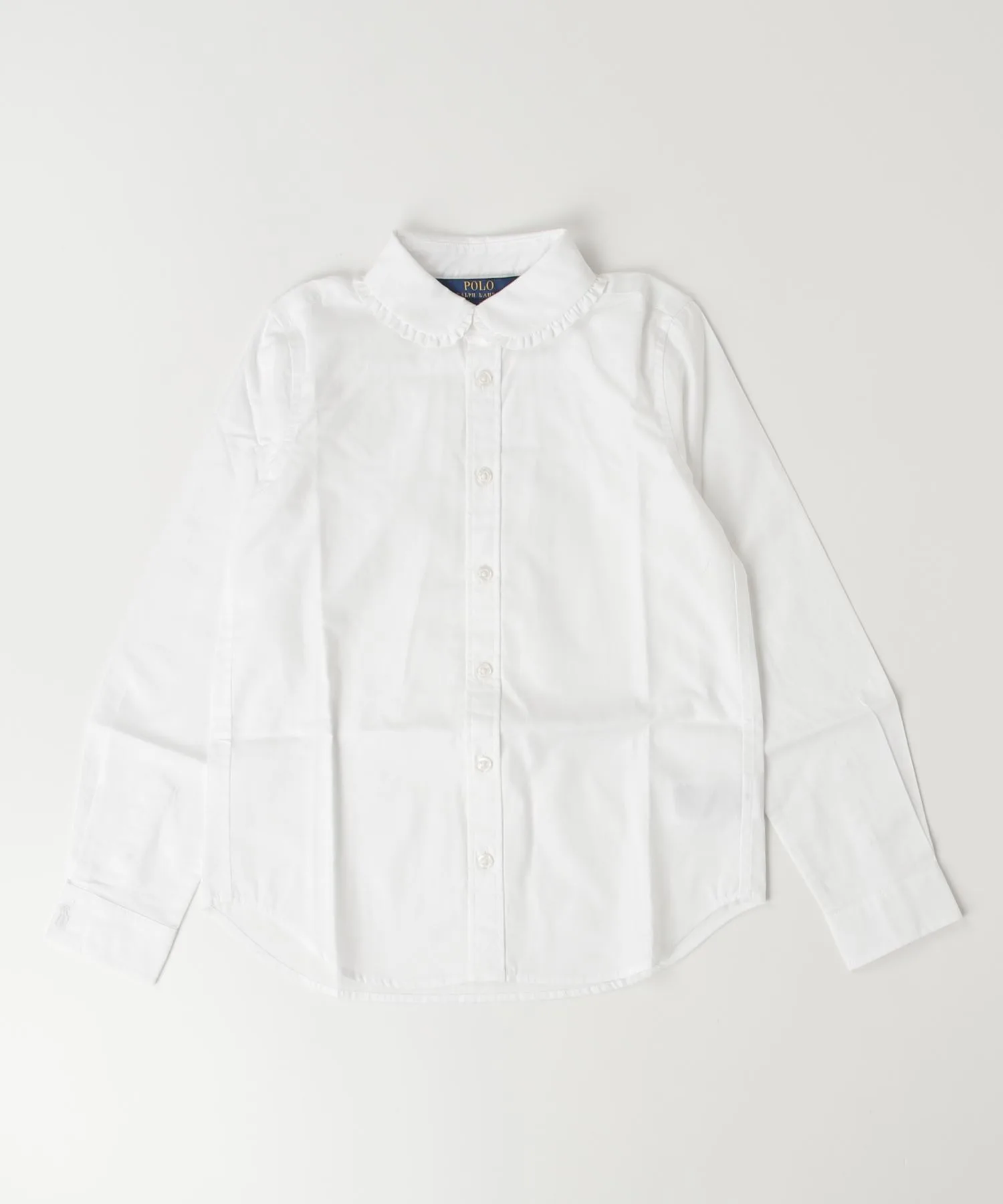 Детская рубашка из хлопка с фрилом Polo Ralph Lauren белая — фото 3