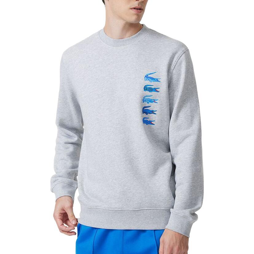Толстовка Lacoste, мужская, спортивно-повседневная, серебристо-серая — фото 3
