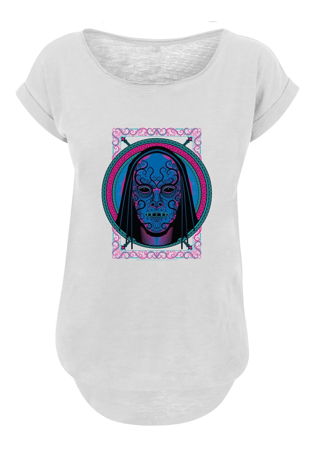 

Футболка с принтом HARRY POTTER NEON TODESSER MASKE FILM MOVIE TV COMIC F F4NT4STIC, белый