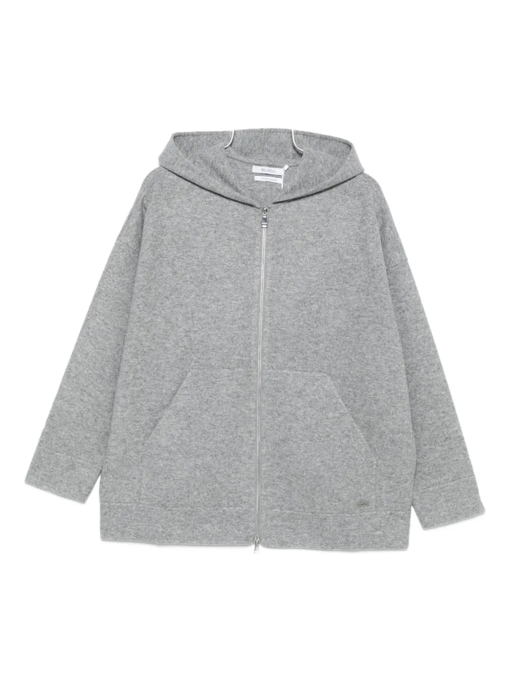 

Толстовка с капюшоном из смесовой шерсти на молнии MAX MARA, серый