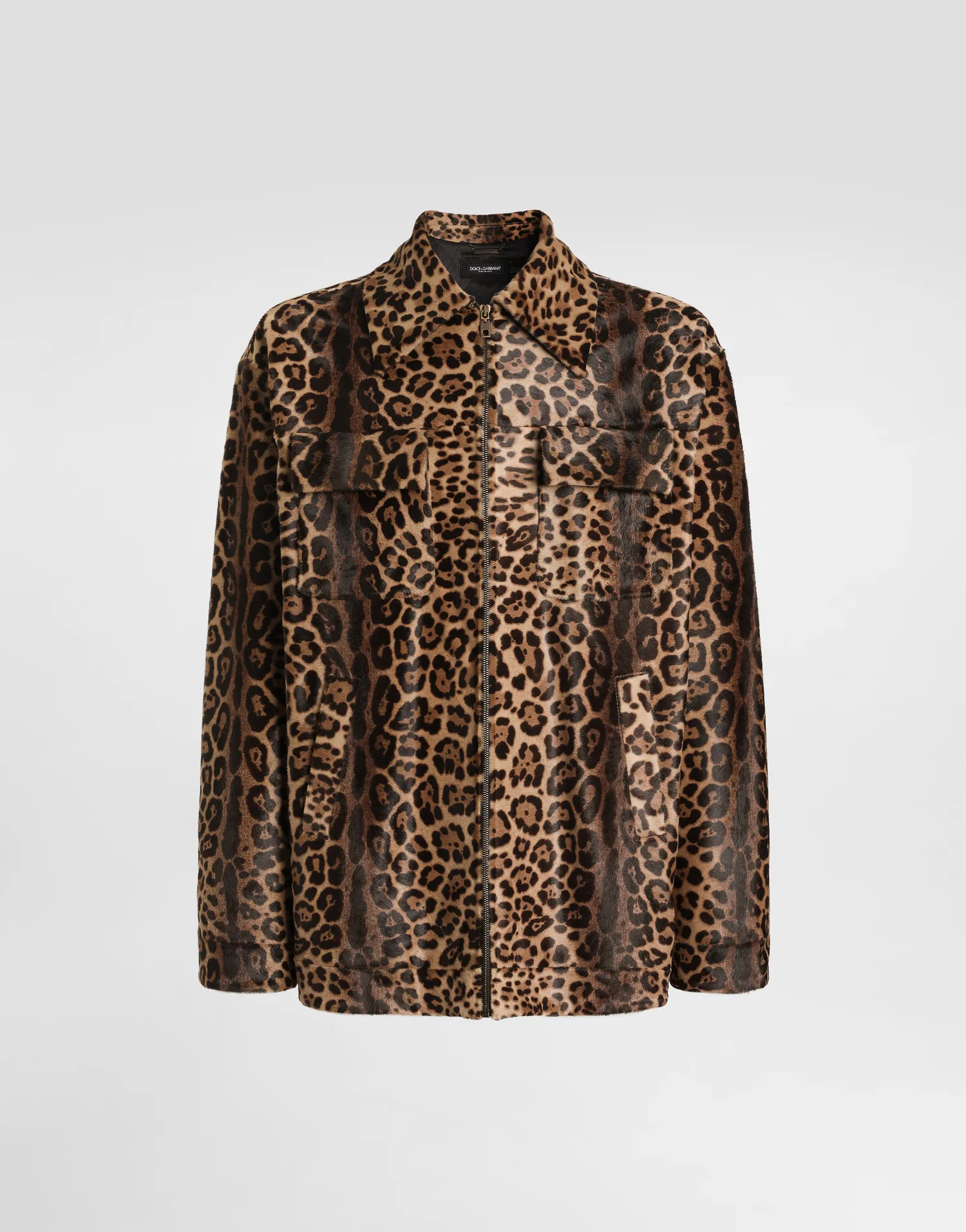 DOLCE & GABBANA Рубашка-куртка из пони с леопардовым принтом