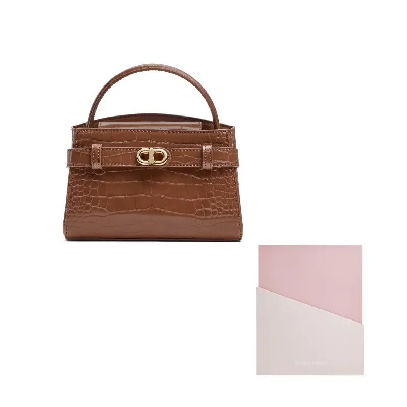 

CHARLES&KEITH Синтетическая кожаная поясная сумка маленькая женская разноцветная, Chocolate Croco Chocolates Crocodile Pattern Color