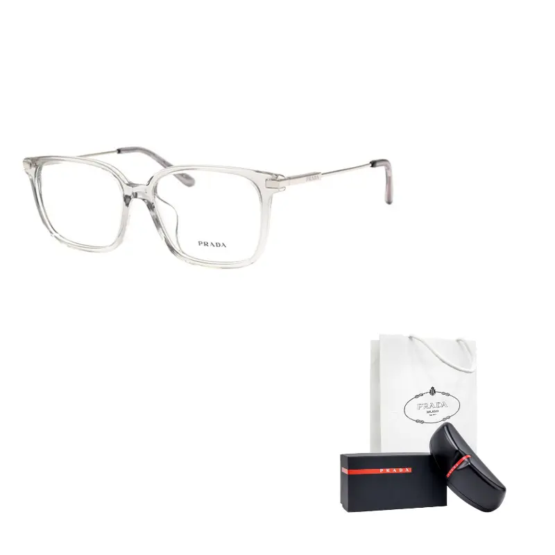 

PRADA Квадратная оправа для очков мужская прозрачная серая, Transparent Gray