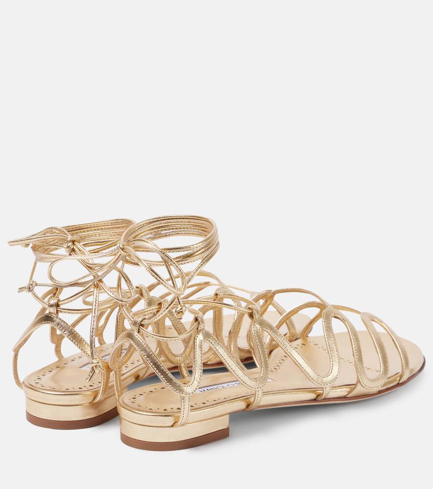 Фаудафлат сандалии из металлизированной кожи Manolo Blahnik, 7103 Gold — фото 2