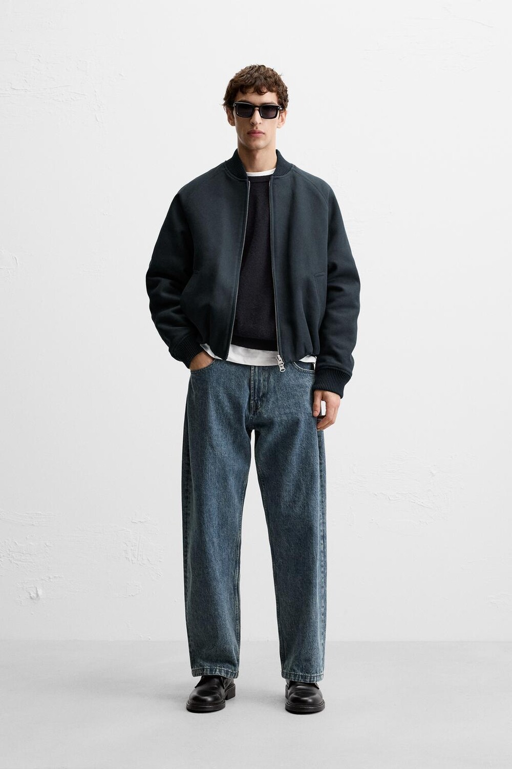 

Куртка-бомбер balloon fit ZARA, синий