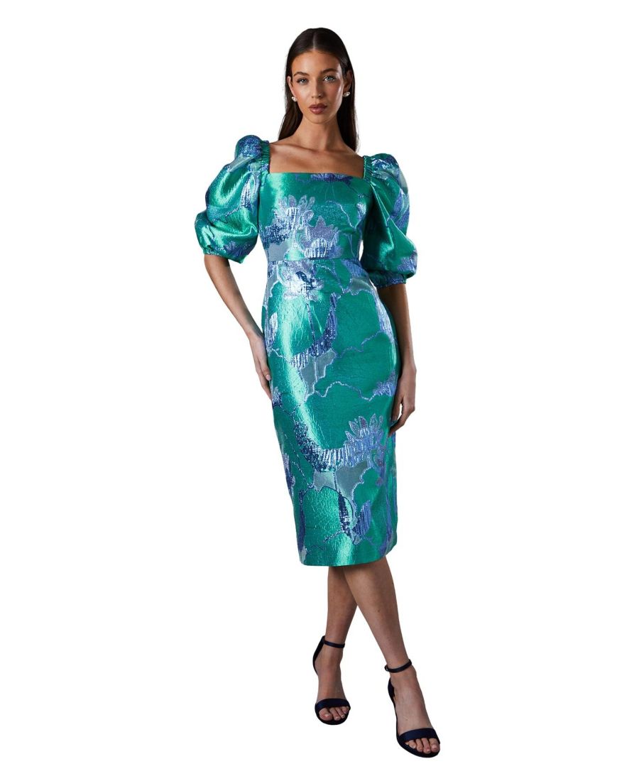 

Платье с рукавами-пузырями из жаккарда Coast, Green