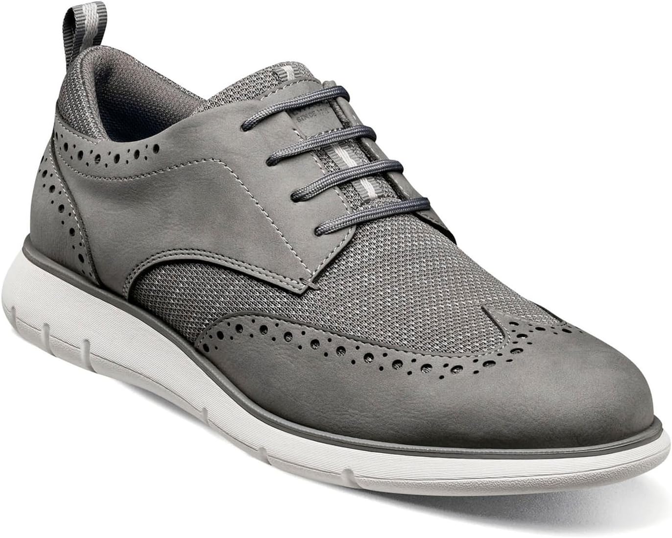 Мужские оксфорды Nunn Bush, модель Stance Knit Wingtip, серый — фото 2