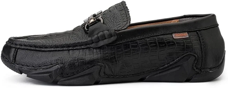 Мокасины крокодиловая кожа мужские Loafers, черный SayfuR — фото 3