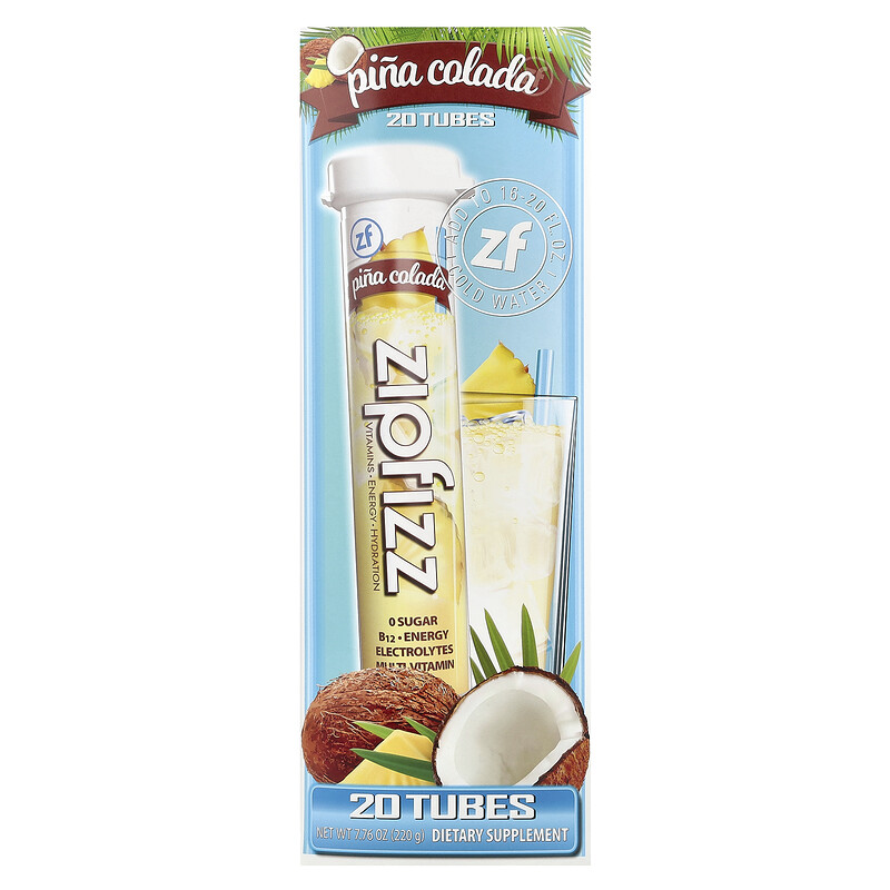 

Zipfizz, Пина колада, 20 тюбиков по 11 г (0,39 унции)