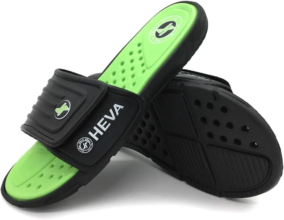 Мужские летние сандалии HEVA Slide для бассейна, черный/зеленый
