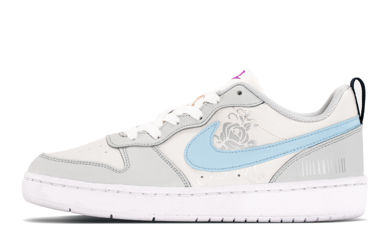 

Nike Court Borough нескользкие амортизирующие низкие детские скейтбординг кроссовки silver blue white для подростков