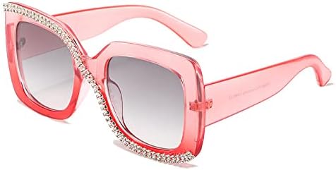 

Солнцезащитные очки 2026 года в квадратной оправе с бриллиантами для женщин и мужчин, ретро-стиль, увеличенная оправа, модные женские солнцезащитные очки UV400 MTZJH, Pink Grey