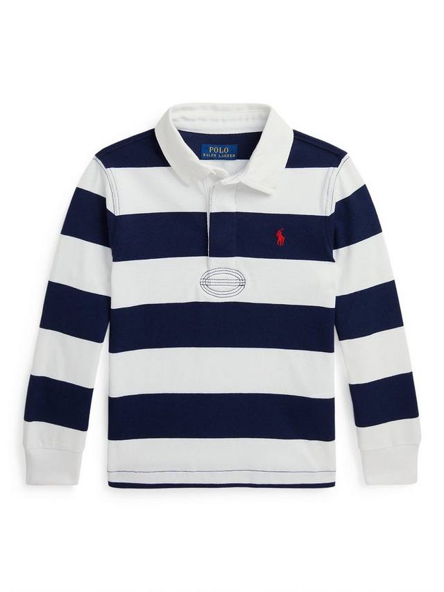 Детская регбийка с длинным рукавом Ralph Lauren, White/Navy — фото 4