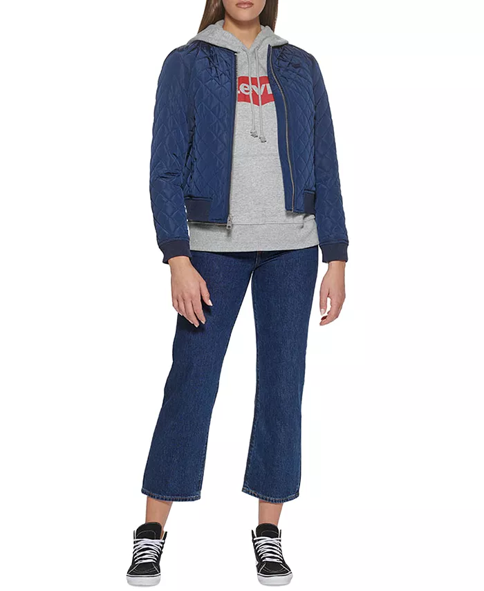 

Женская стеганая куртка-бомбер с ромбовидным узором, размеры XS–4X Levi's, темно-синий