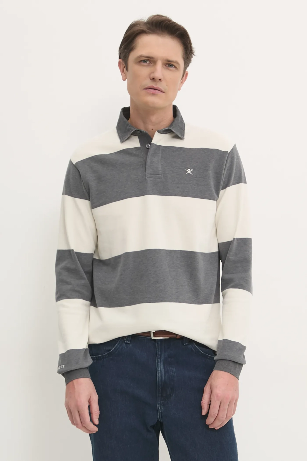 

Хлопковый топ с длинными рукавами Hackett London, серый