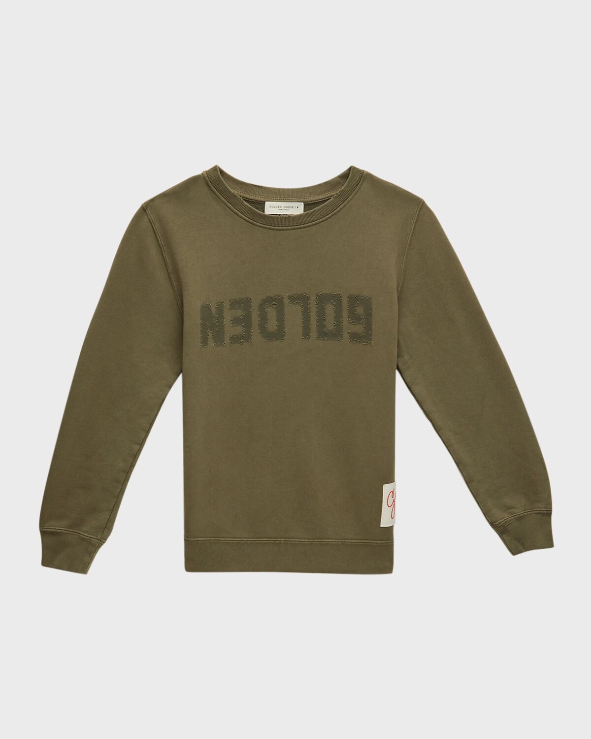 

Толстовка с потертым логотипом для мальчика, размер 4–10 Golden Goose, цвет Dusty Olive
