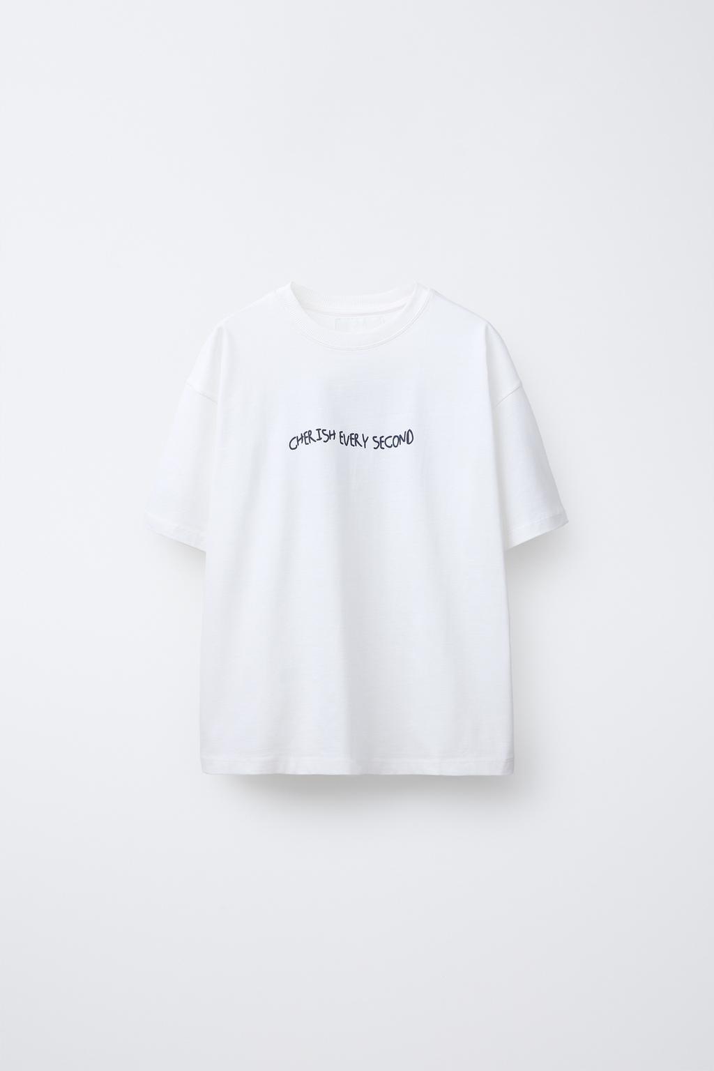 

Футболка с принтом слогана ZARA, белый