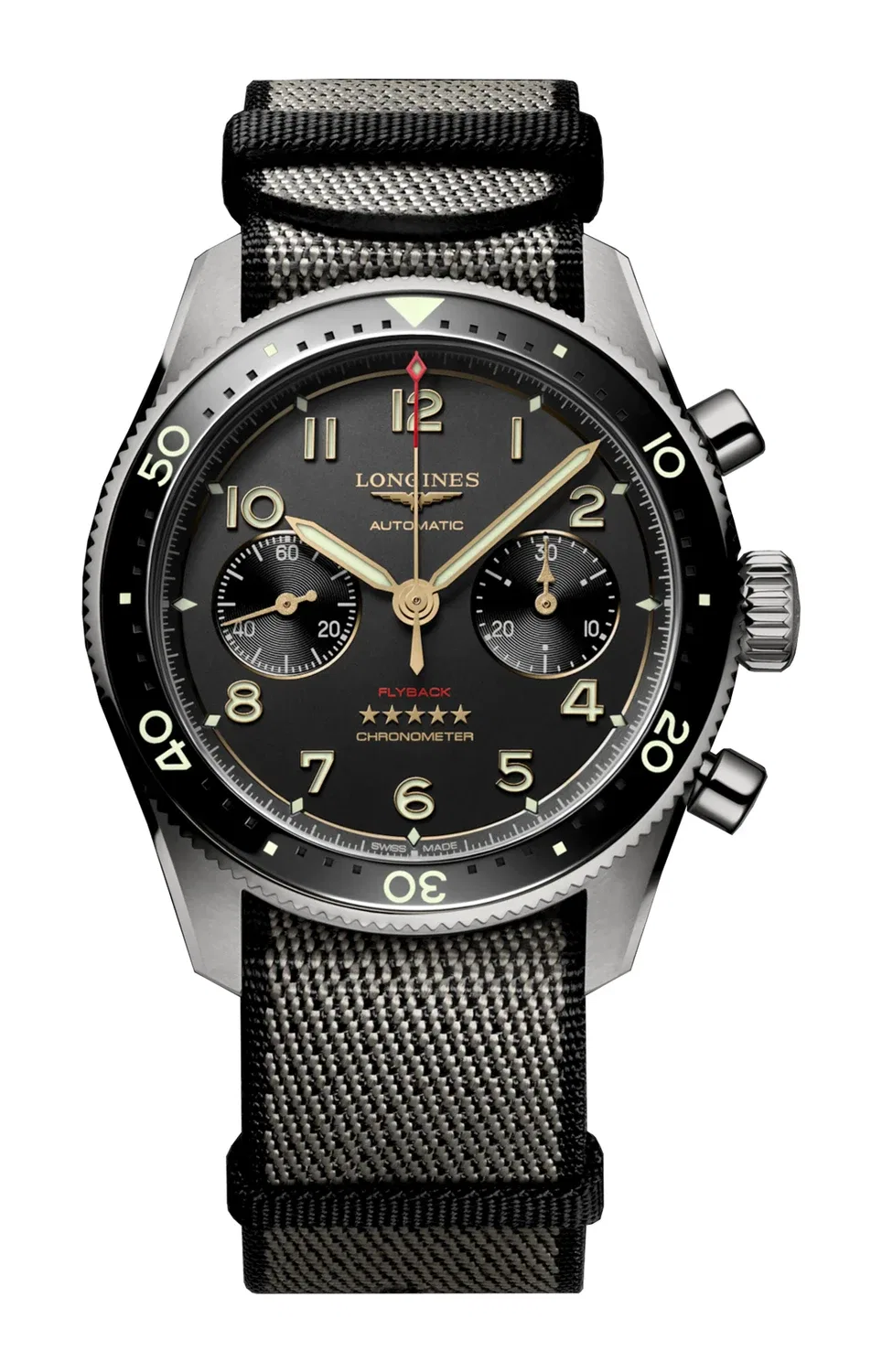 ЛОНЖИН СПИРИТ ФЛАЙБЭК ТИТАН - 3.821.1.53.2 LONGINES, золотой