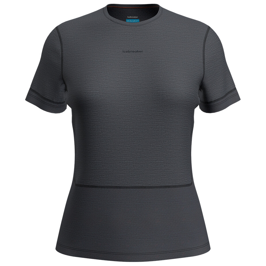 

Рубашка из мериноса Icebreaker Women's Merino 125 Zoneknit Energy Wind S/S Tee, цвет Graphite/Graphite Heather/Colour Block