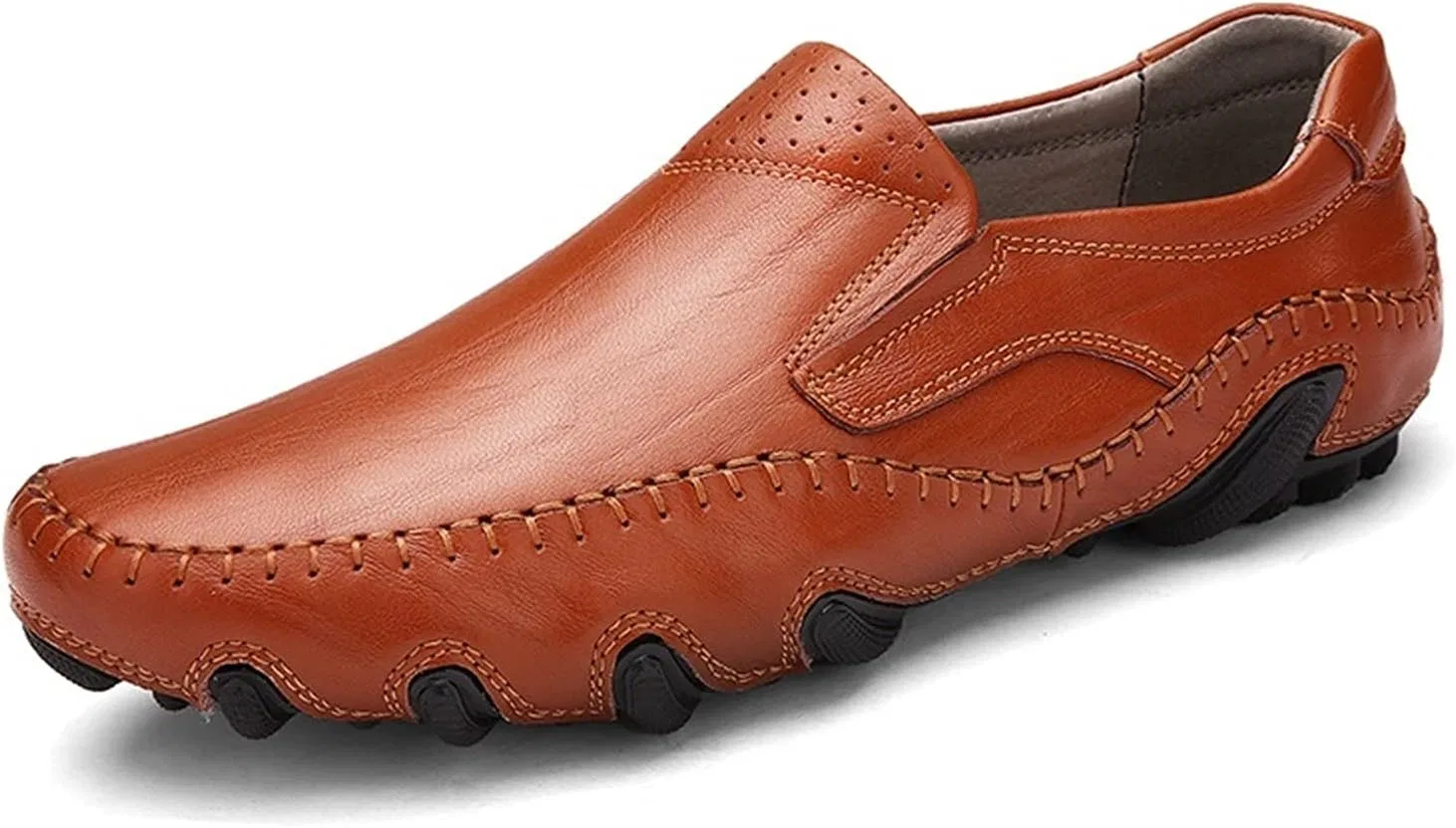 Мужские лоферы, дышащая кожа, Flat Heel, красно-коричневый