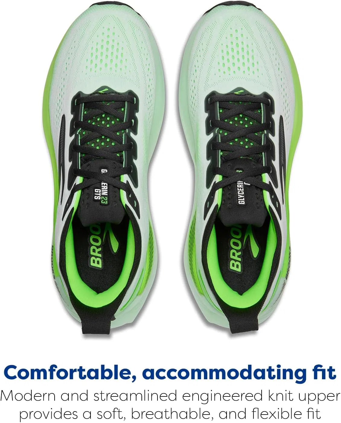 Мужские кроссовки Brooks Glycerin GTS 23, White Phantom Green Gecko — фото 4