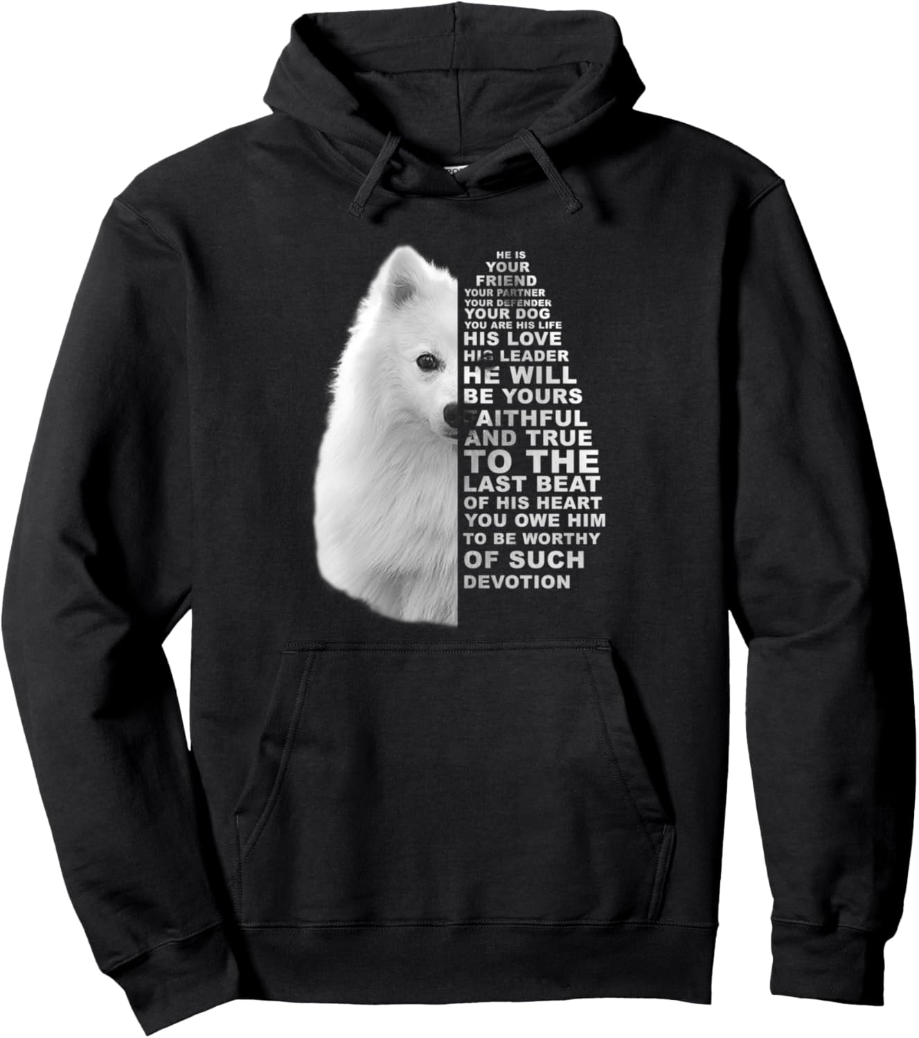 

Он твой друг, твой партнер, твоя собака, худи с изображением японского шпица Bcc Japanese Spitz Shirts & Dog Lover Gifts, черный