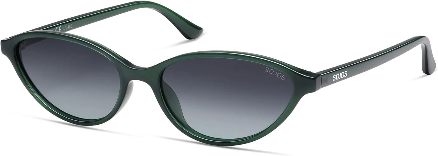 

SOJOS Модные поляризованные овальные солнцезащитные очки для женщин в стиле ретро-шик 90-х, легкие солнцезащитные очки SJ2656, Green Frame Grey Grading Lens