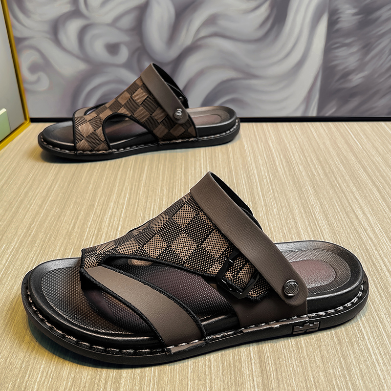 Shiozawa Мужские пляжные сандалии коричневые, цвет Brown — фото 4