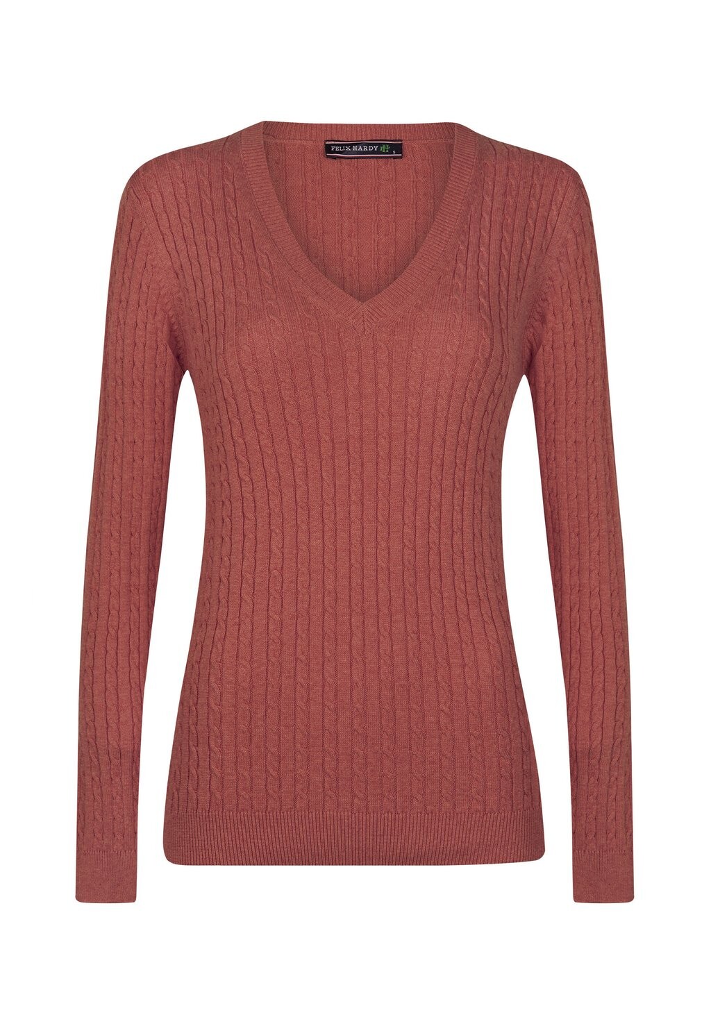 

Джемпер FINE CABLE V-NECK Felix Hardy, цвет Mottled Red