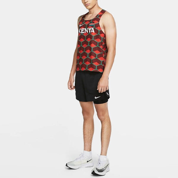 Майка Nike Dri-FIT ADV Team Kenya AeroSwift Running Tank Singlet 'Green Red', красный — фото 3