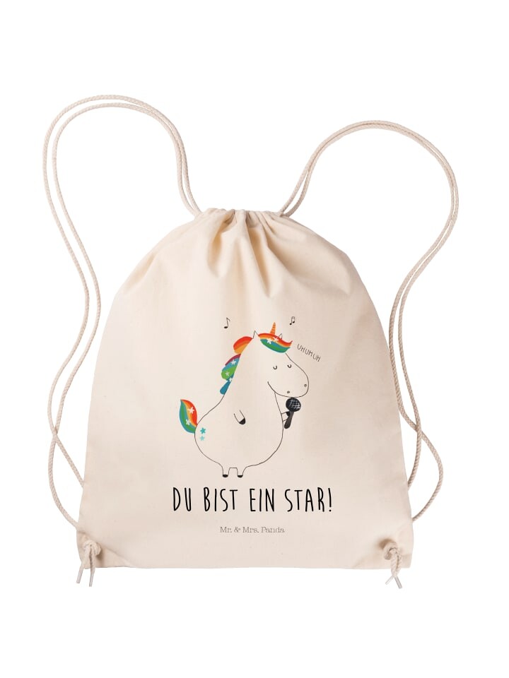 

Спортивная куртка Mr. & Mrs. Panda Sportbeutel Einhorn Sänger mit Spruch, кремовый