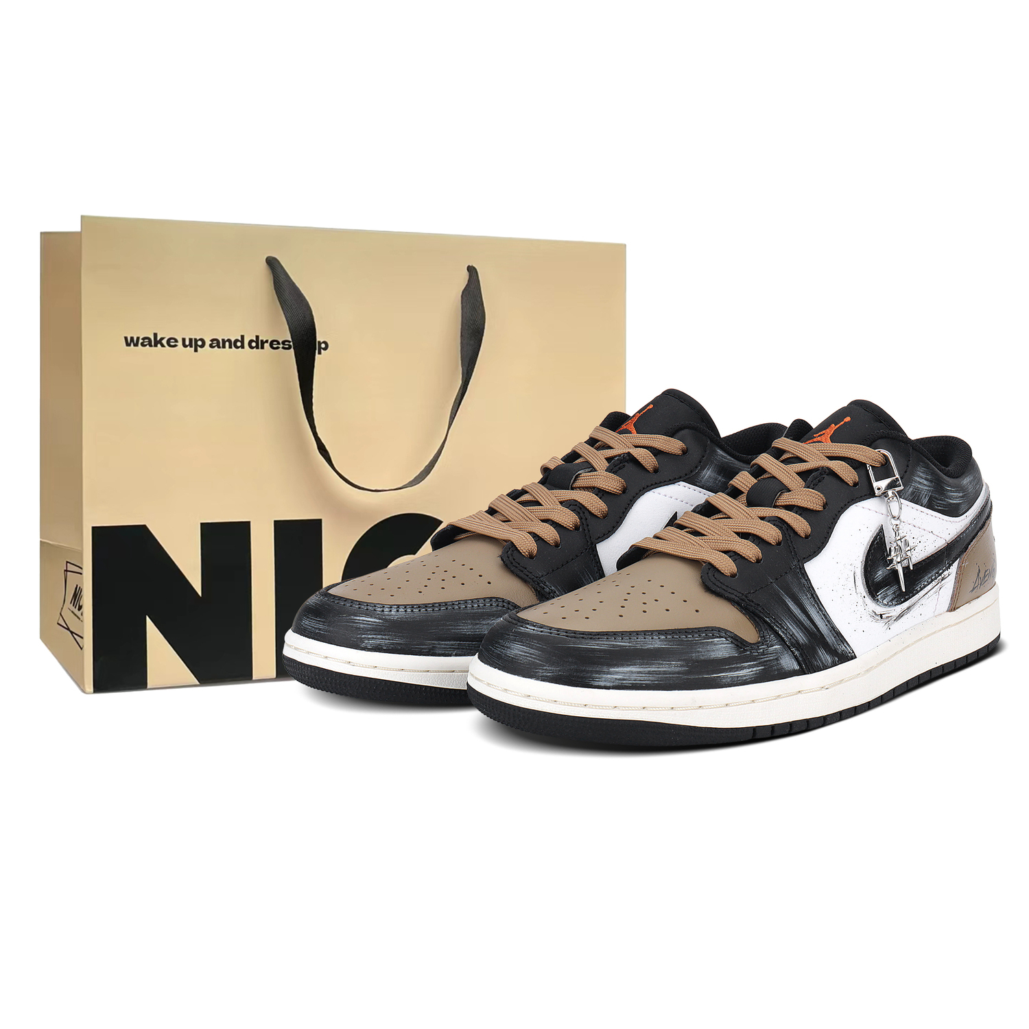 

Jordan Кроссовки Air 1 Mocha Graffiti, износостойкие, винтажные, баскетбольные, унисекс, черный с коричневым рисунком