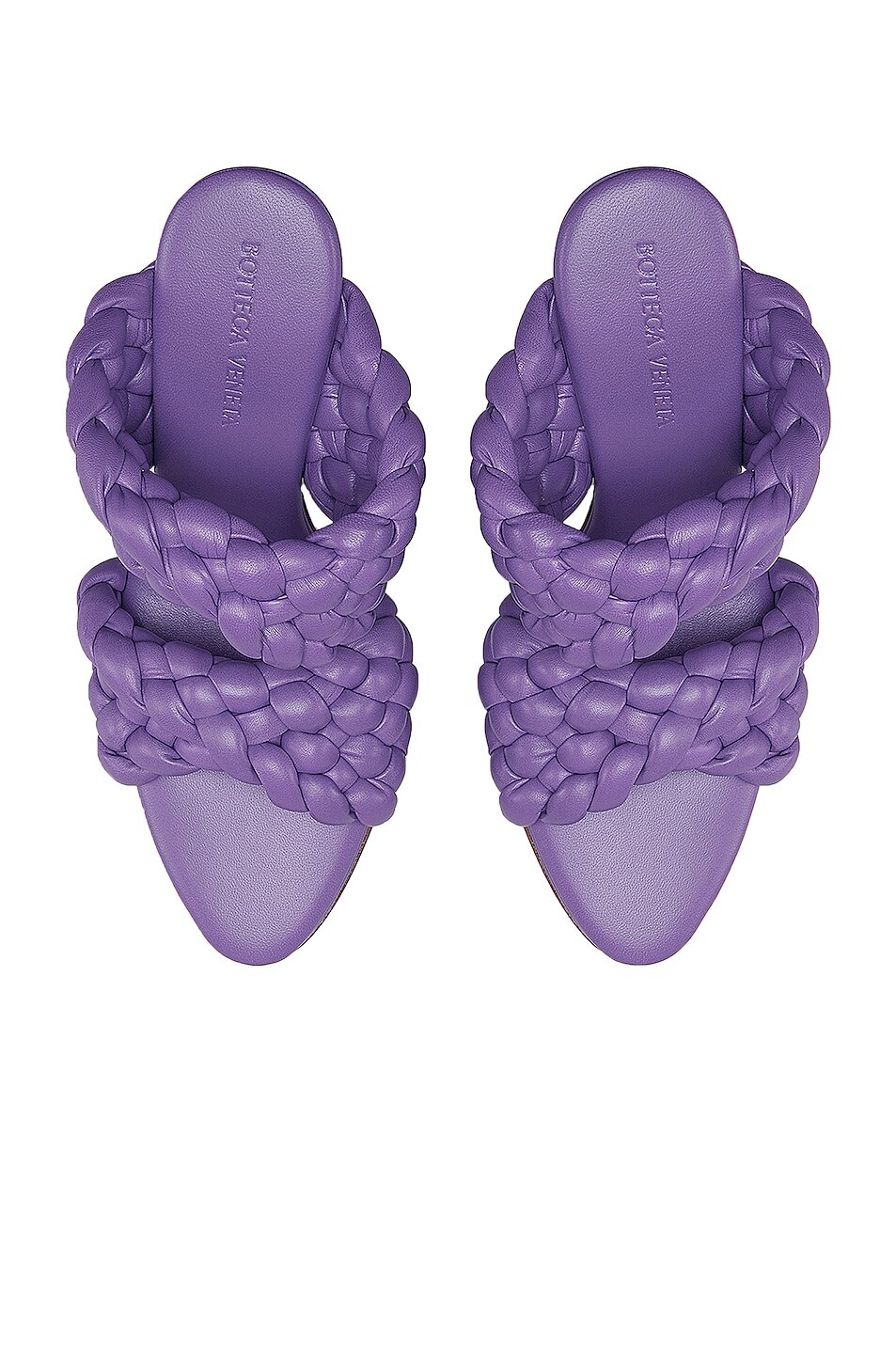 Мюли Bottega Veneta Padded Woven Leather Sandals, фиолетовый — фото 4