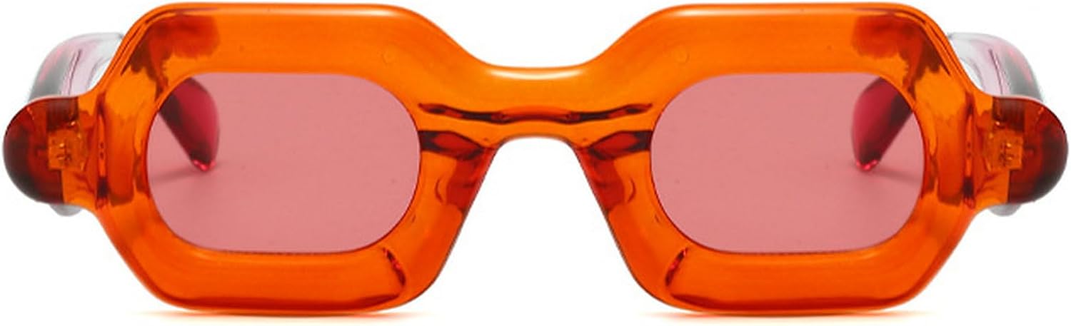

Модные маленькие квадратные солнцезащитные очки для женщин и мужчин в стиле ретро с линзами цвета океана, солнцезащитные очки UV400, женские панк-солнцезащитные очки mincl, Orange