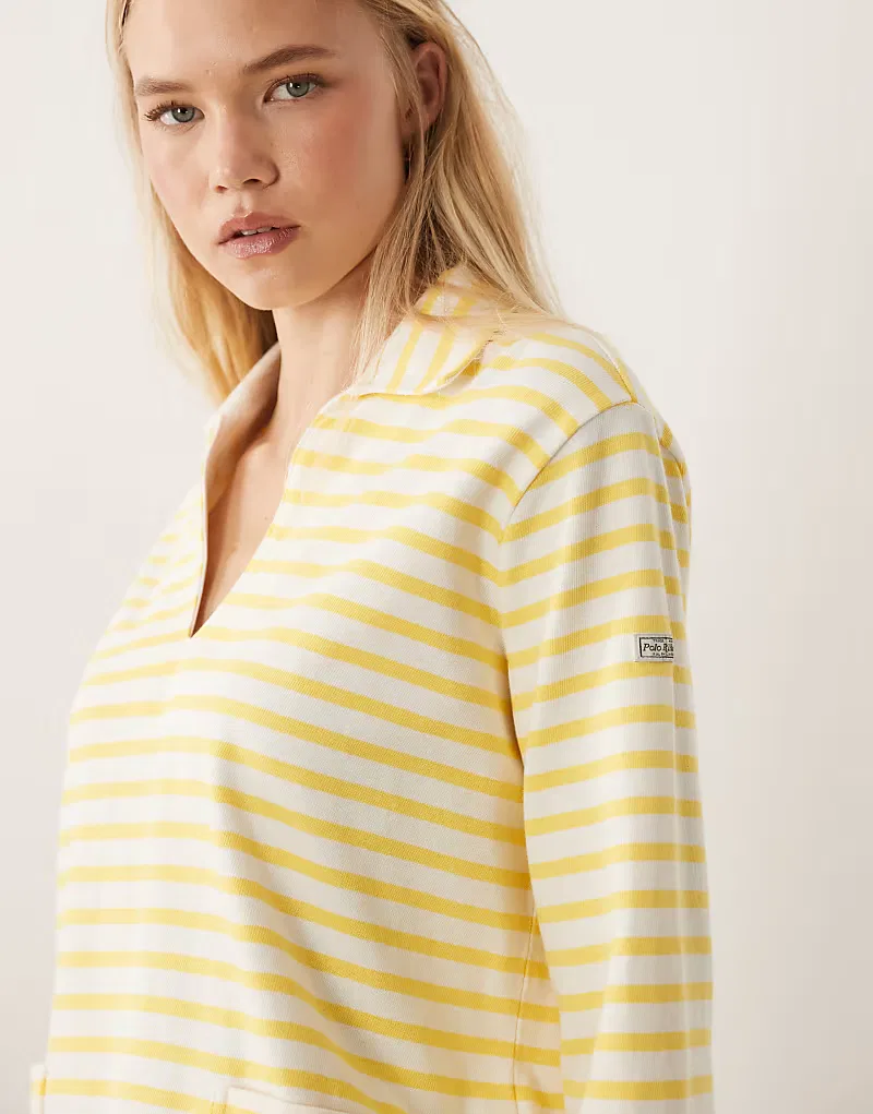 Вязаный пуловер в полоску Polo Ralph Lauren, желтый