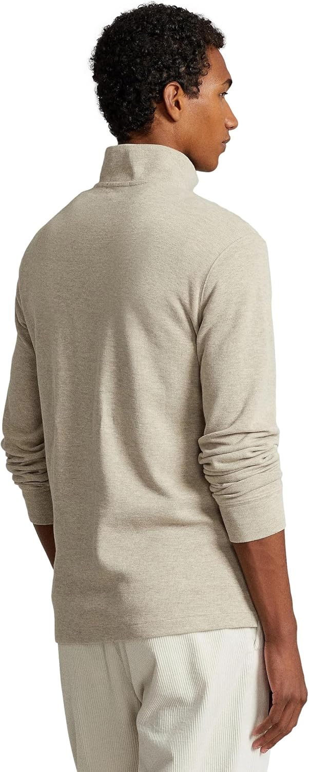 POLO RALPH LAUREN Мужской классический свитер-пуловер Estate-Rib с застежкой-молнией на четверть, Ralph-Lauren Tuscan Beige — фото 4