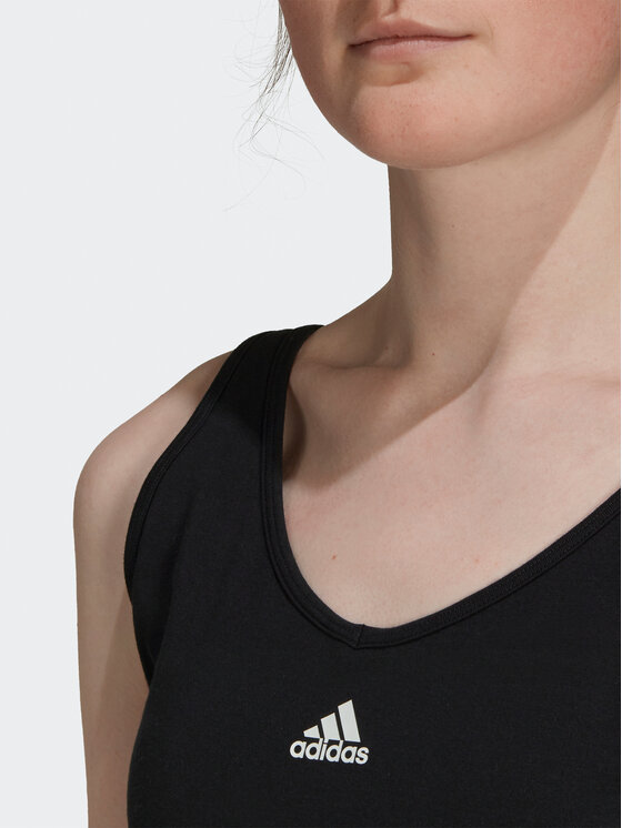 Техническая футболка Essentials 3-Stripes Crop Top With Removable Pads GS1343 Adidas, чёрный — фото 4