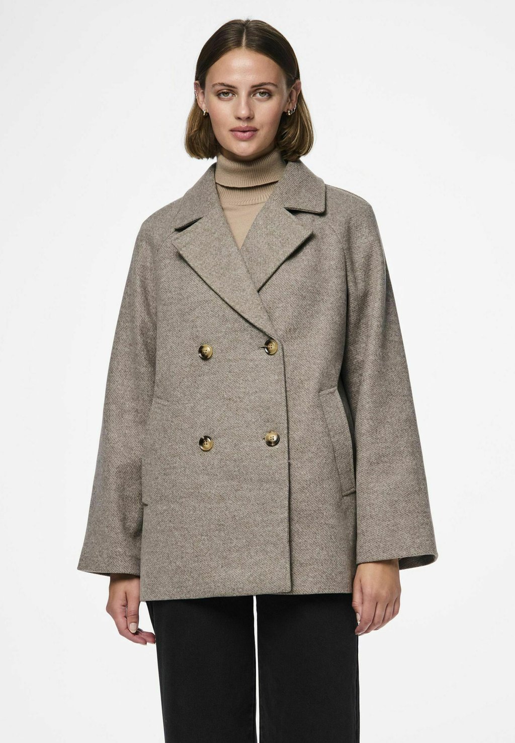 

Короткое пальто Pieces, коричневый