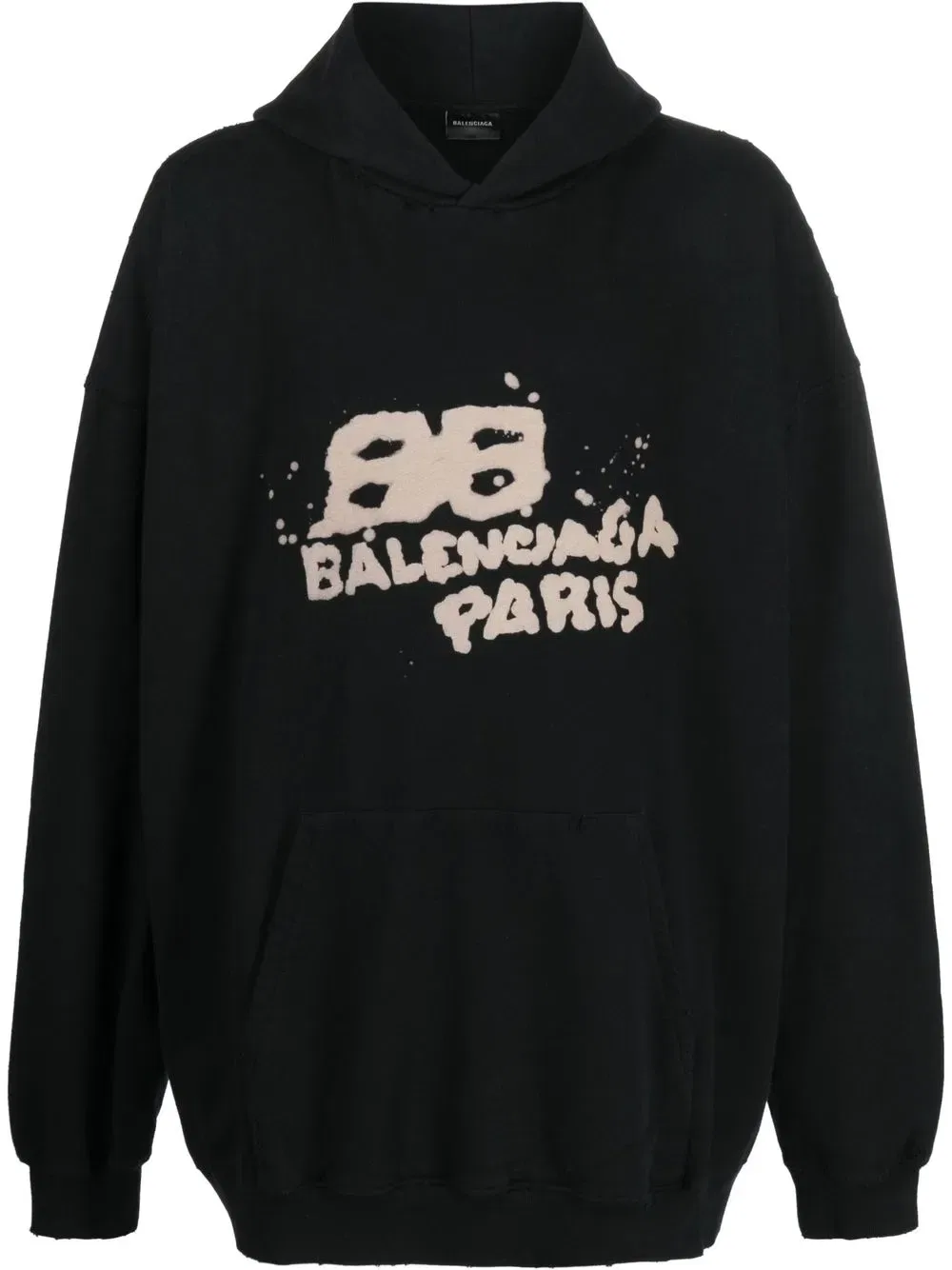 Хлопковая толстовка с логотипом в стиле граффити Balenciaga, черный