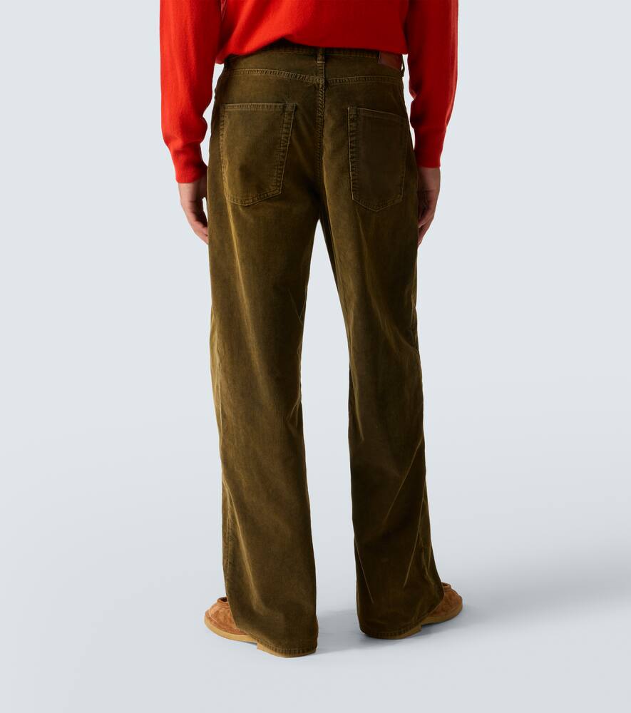 Хлопковые вельветовые брюки с широкими штанинами Acne Studios, Olive Green — фото 4